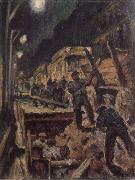 Waldemar Rosler U-train-building in night oil painting reproduction